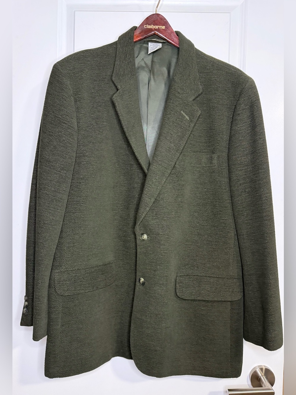 Vintage | Claiborne | Olive Green Textured Men's Sport Coat Blazer Jacket | 42R